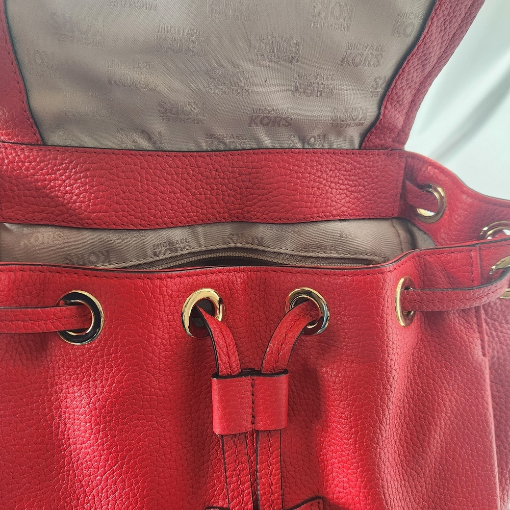 Michael Kors Red Riley Backpack - Picture 8 of 16